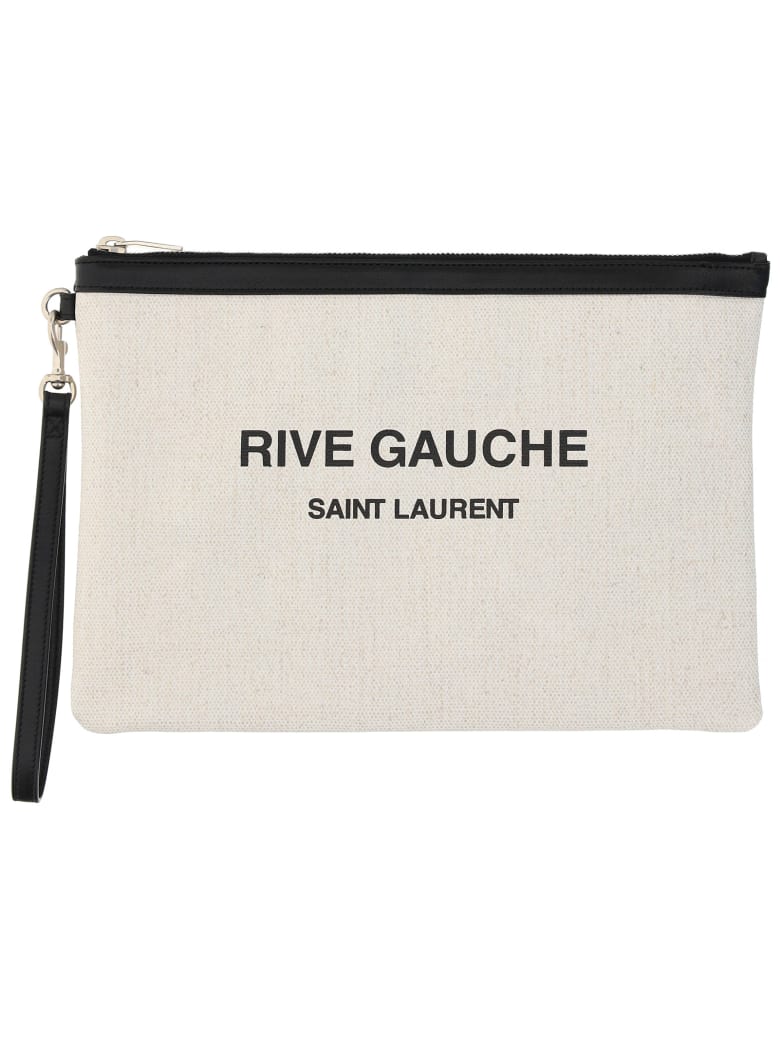 Saint Laurent Rive Gauche Pouch - Lino bianco/nero
