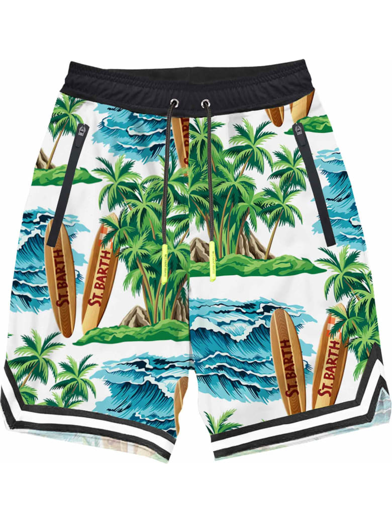 MC2 Saint Barth Hawaiian Dream Print Boy Swim Shorts