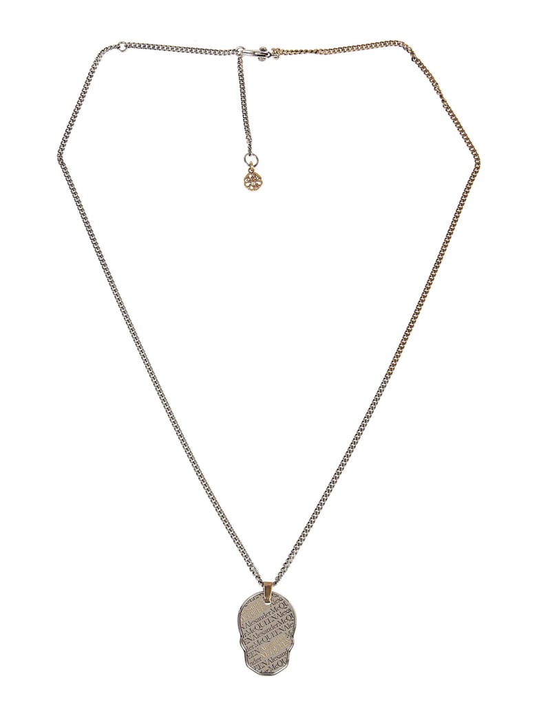 Alexander McQueen Skull Tag Necklace - A Silver A Gold