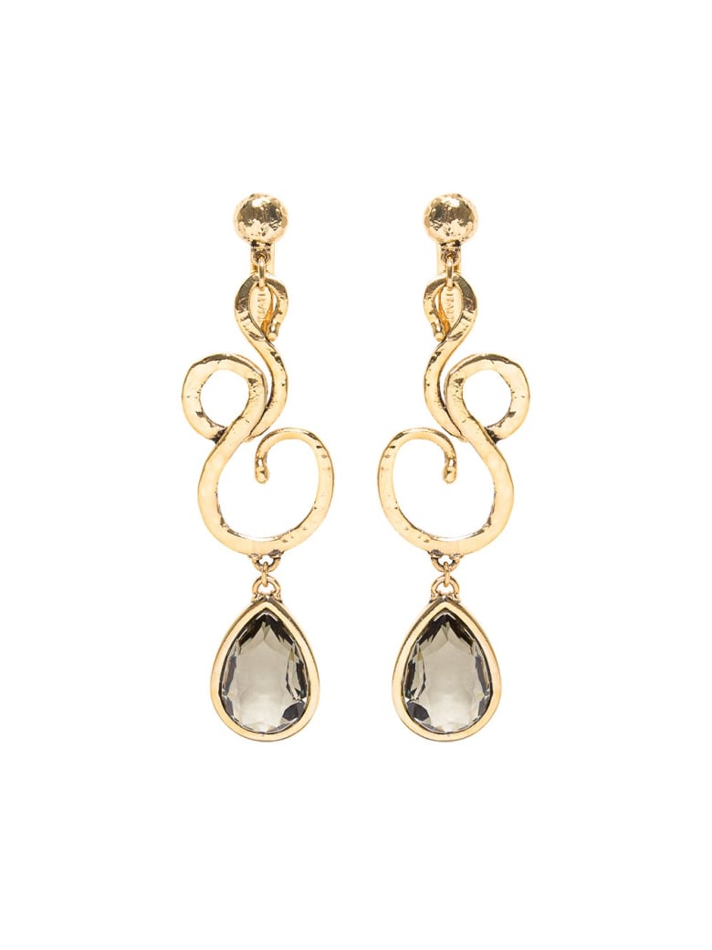 Alberta Ferretti Golden Metal Earrings With Stones - Metallic