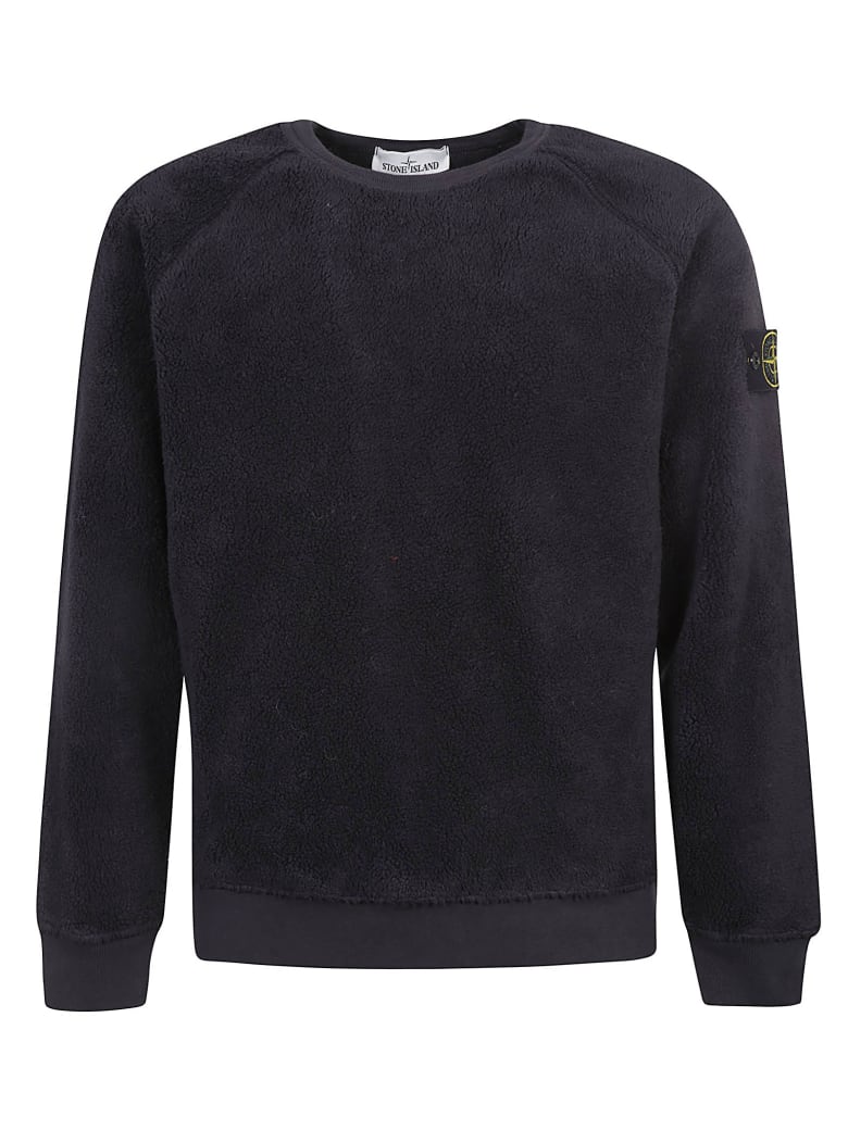 Stone Island Logo Patch Ribbed Sweatshirt - Inchiostro
