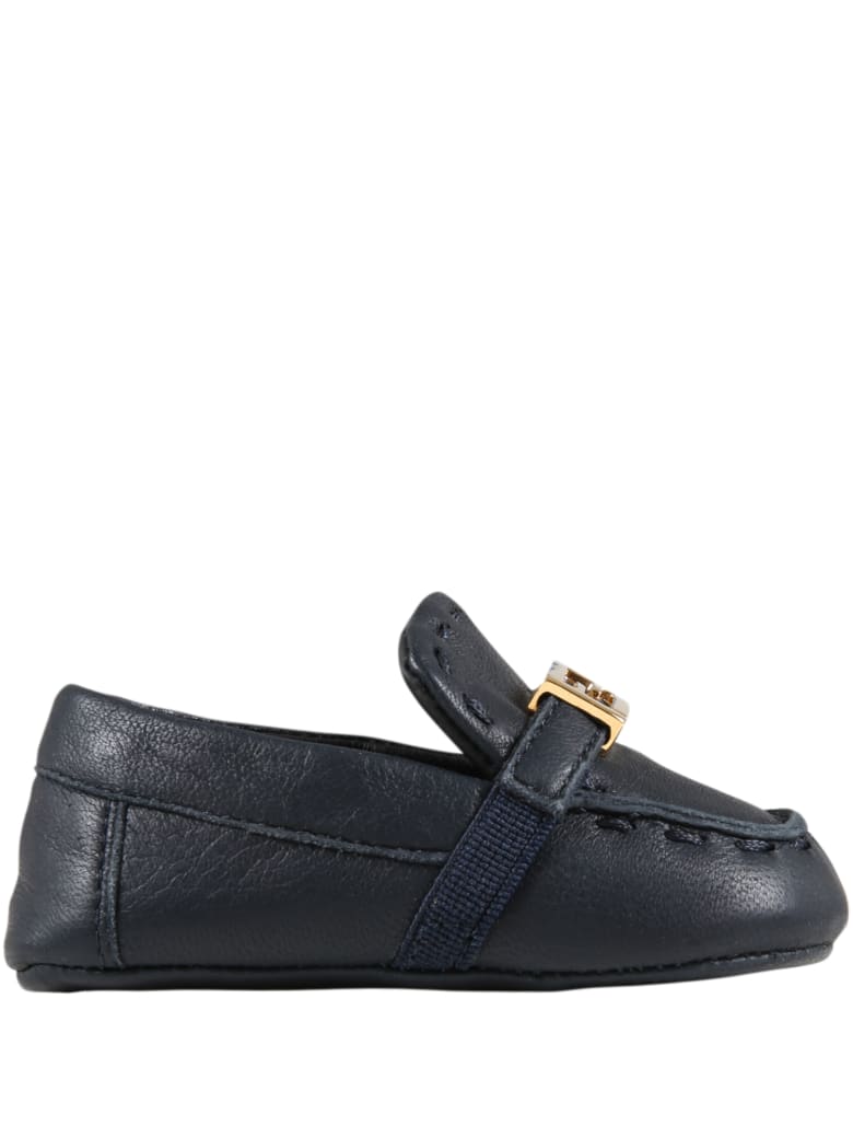 Fendi Blue Moccasins For Babykids With Logo - Blue