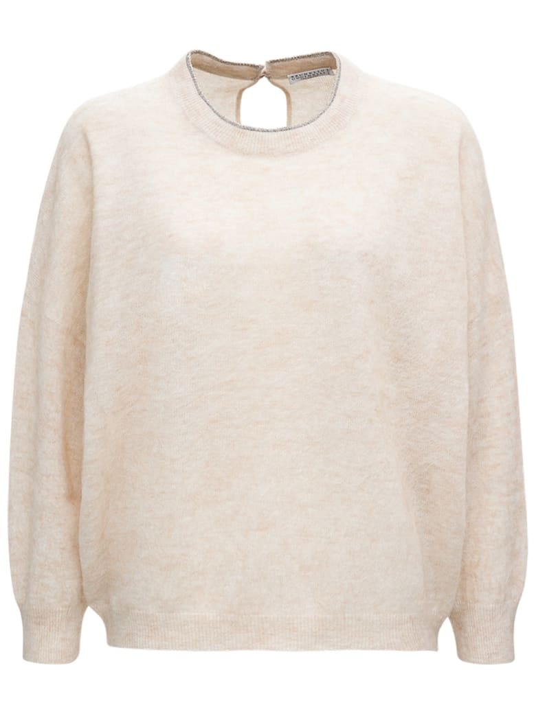 Brunello Cucinelli Beige Mohair Wool Sweater - Beige