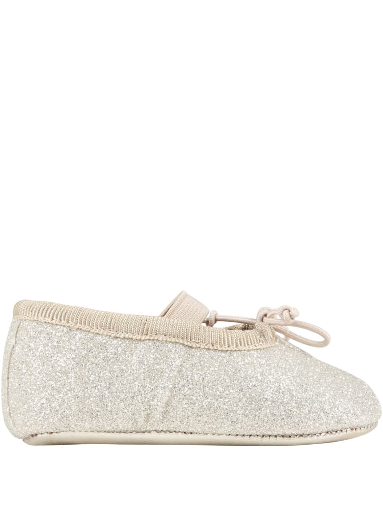 Gallucci Gold Ballet Flats For Baby Girl - Gold