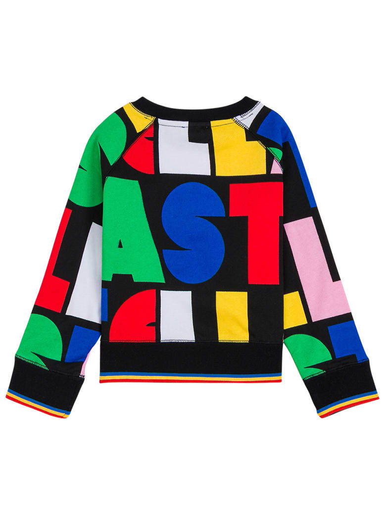 Stella McCartney Kids Multicoloured Sweatshirt With Allover Lettering Print - Black