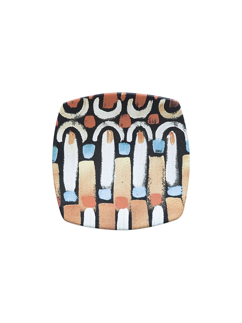 Le Botteghe su Gologone Plates Square Ceramic Colores 20,5x20,5 Cm - Black Fantasy