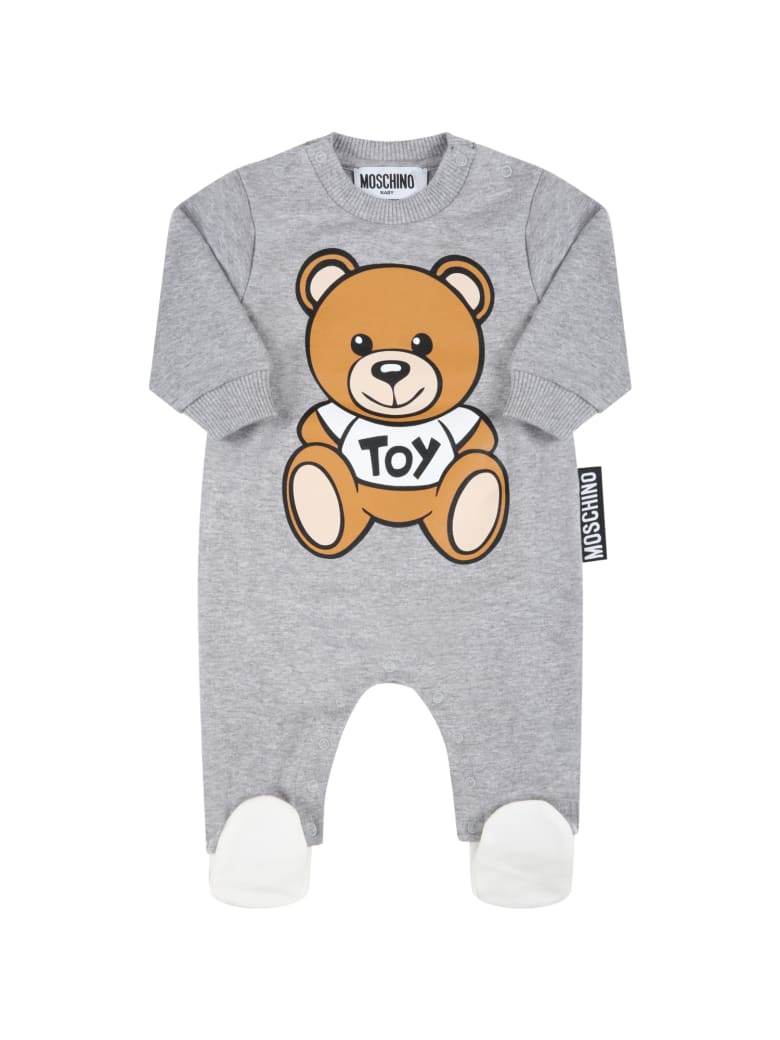 Moschino Grey Babygrow For Baby Kids With Teddy Bear - Grey