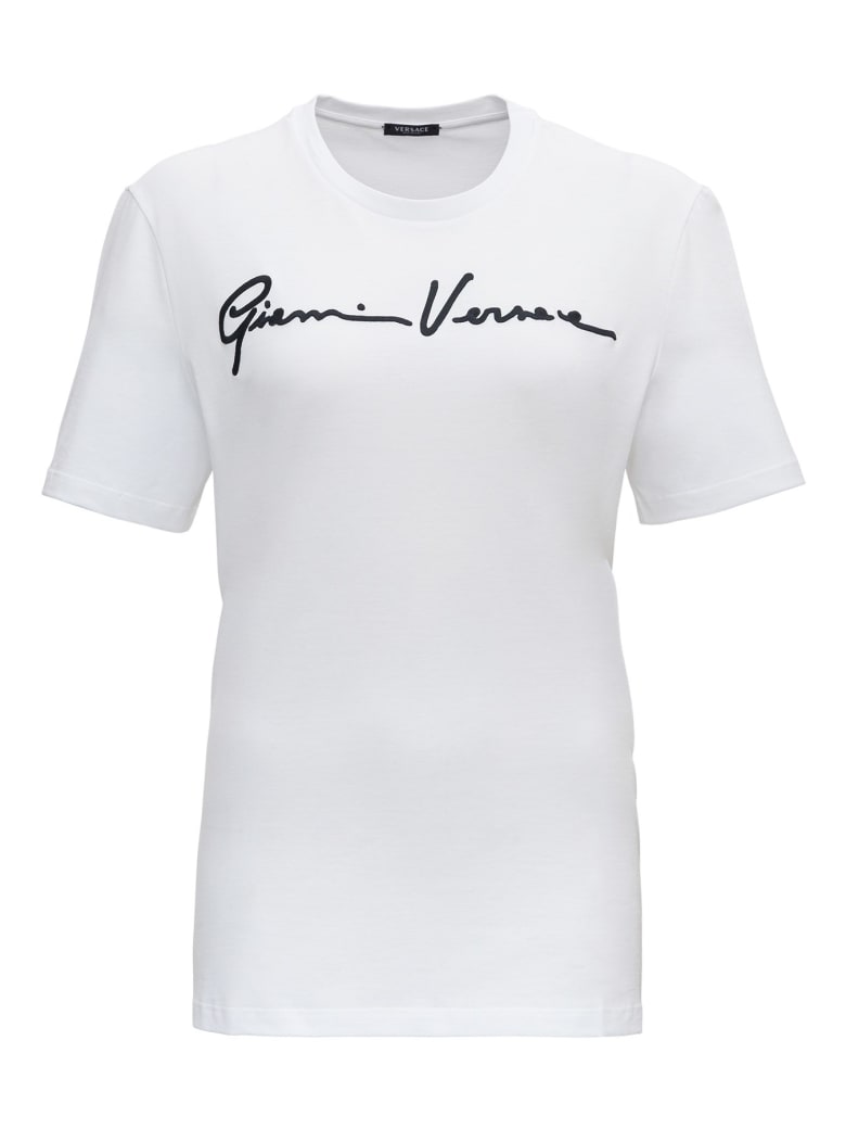 Versace T-shirt With Front Logo - Bianco
