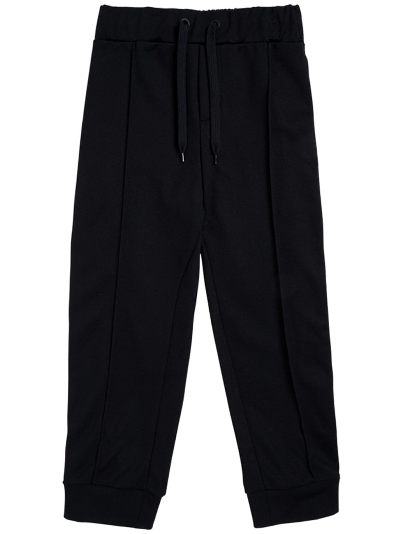 Fendi Cotton Blend Trousers With Ff Side Bands - Black