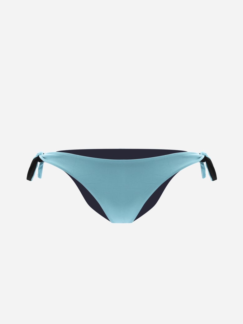 Fisico - Cristina Ferrari Two-tone Bikini Bottoms With Side Knot - Turchese+nero