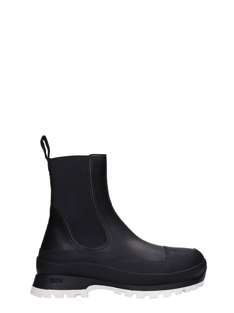 black leatherette low ankle boot