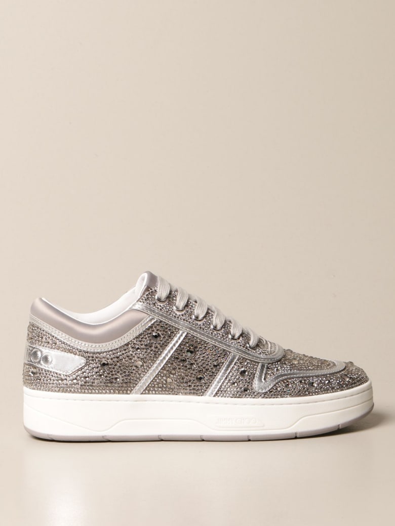 Jimmy Choo Sneakers Jimmy Choo Hawaii Sneakers Studded With Crystals - Silver