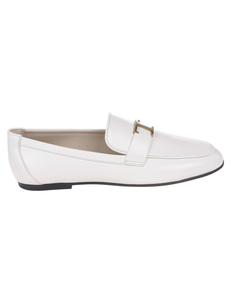 Tod's T Logo Plaque Loafers - Latte