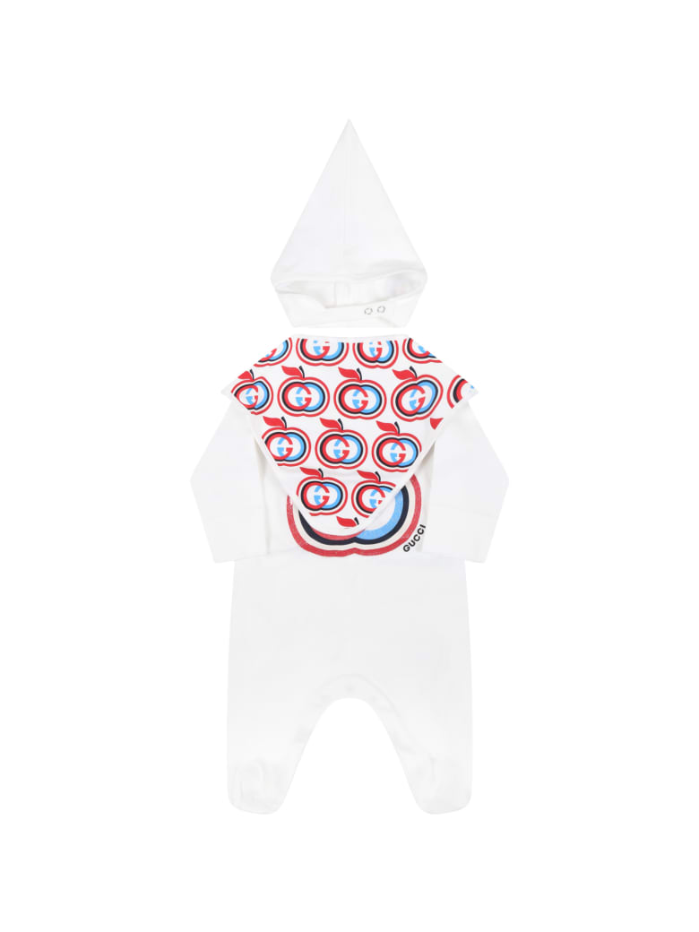 Gucci White Set For Babykids With Logo - White