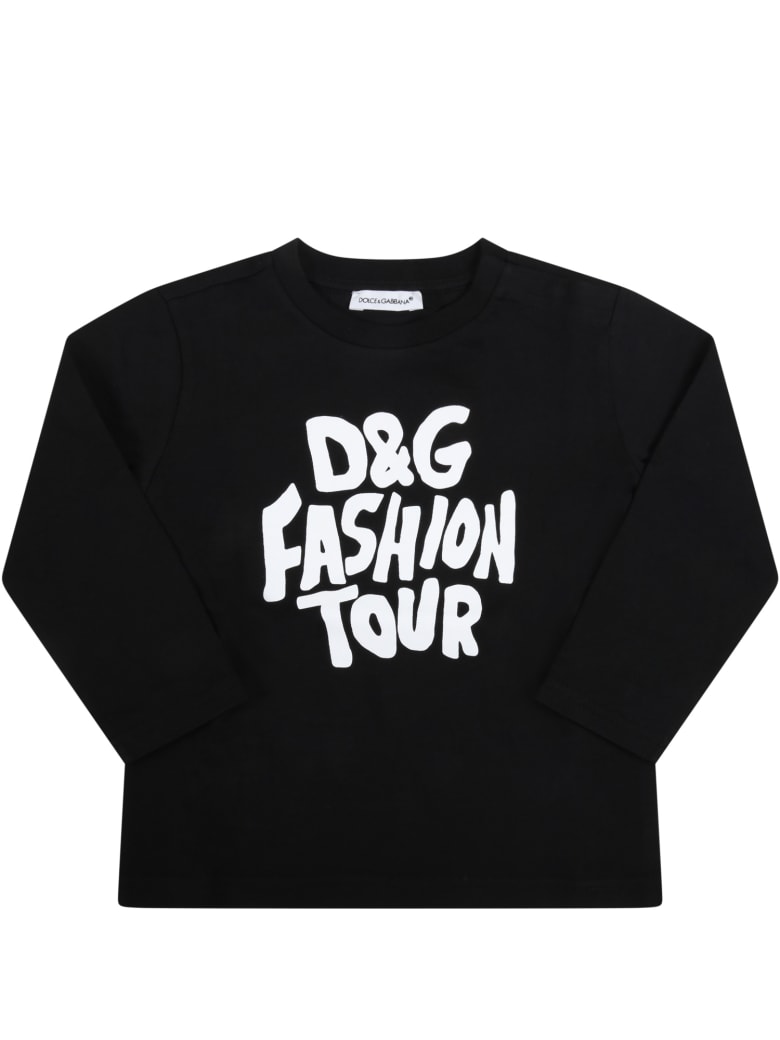 Dolce & Gabbana Black T-shirt For Kids With Logo - Black