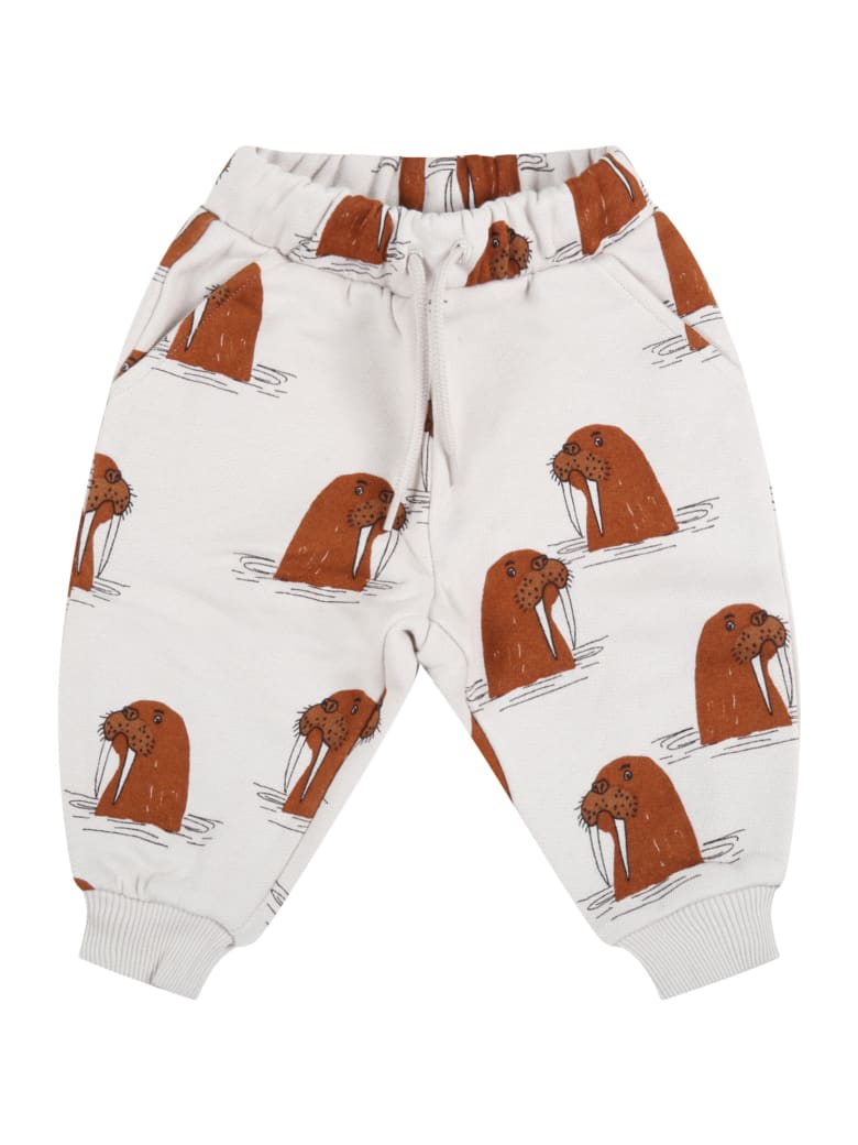 Mini Rodini Grey Sweatpant For Babykids With Walruses - Grey