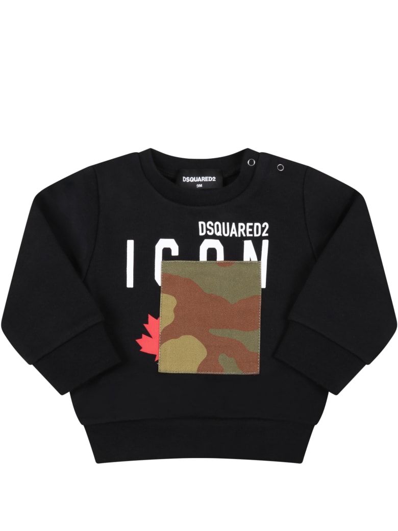 Dsquared2 Black Sweatshirt For Baby Boy For Logo - Black