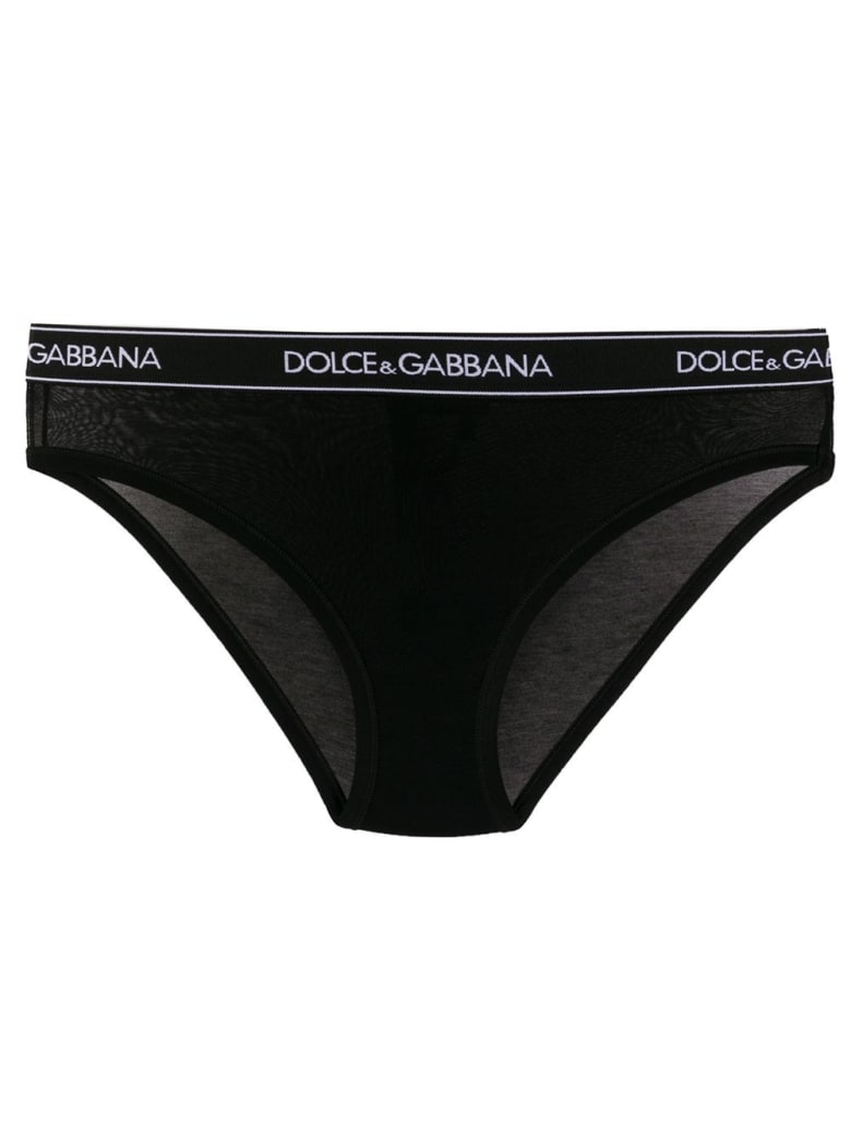 Dolce & Gabbana Black Jersey Slip With Logo - Black