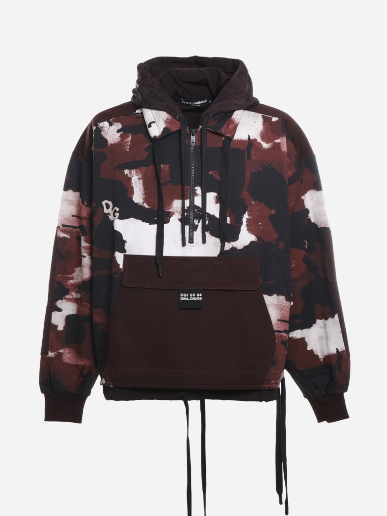 Dolce & Gabbana Loose-fit Sweatshirt With Camouflage Print - Black, red