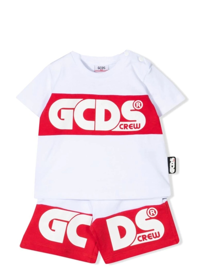 GCDS Mini Bermuda Shorts And T-shirt Set - White