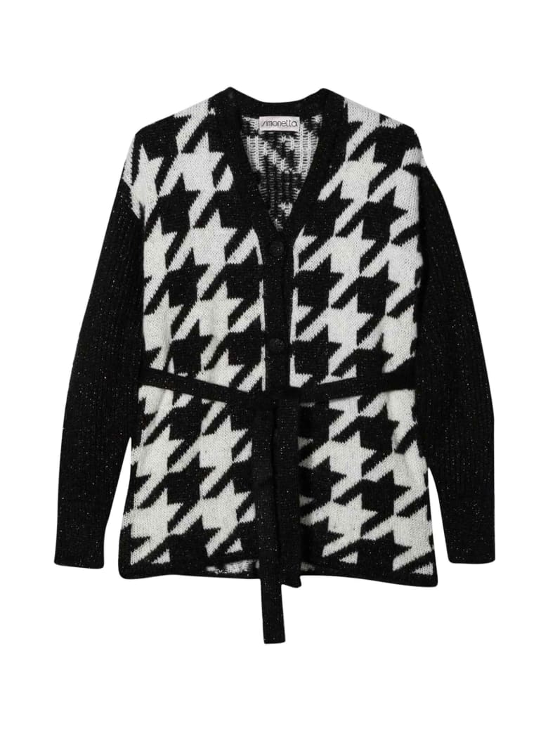 Simonetta Kids Teen Black And White Cardigan - Nero/argento