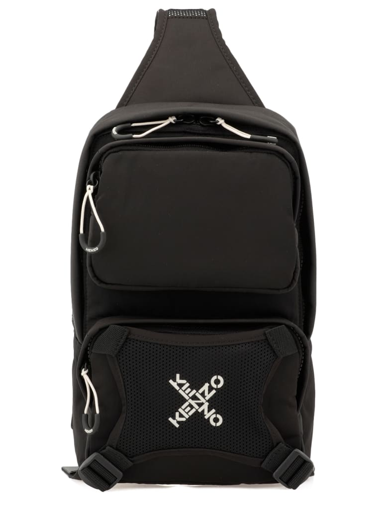 Kenzo One Shoulder Loged Backpack - BLACK