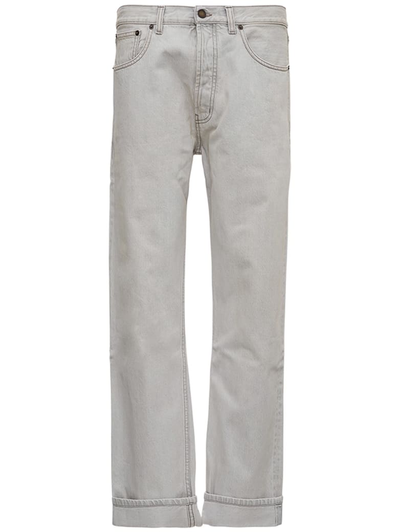 Saint Laurent Straight Cut Jeans In Gray Denim - Grey