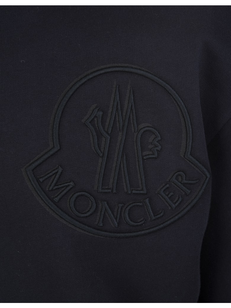 Moncler Black Cotton Logo Embroidered Sweatshirt | italist