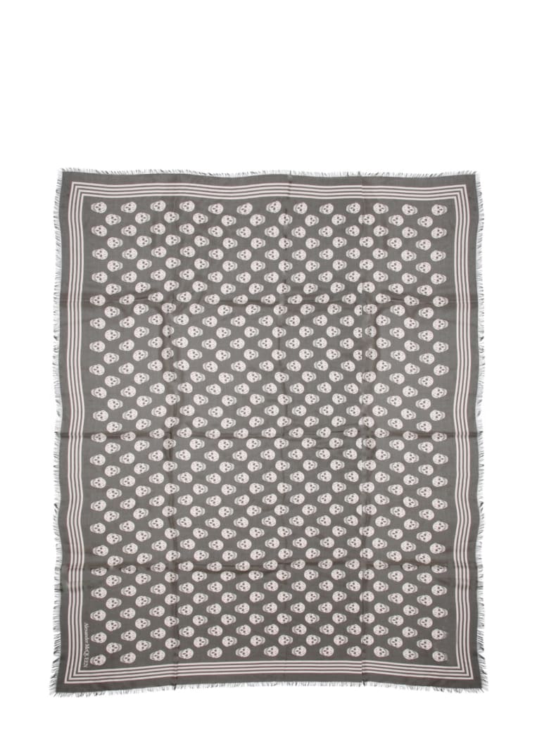 Alexander McQueen Scarf With Biker Skull Print - Lodenbeige
