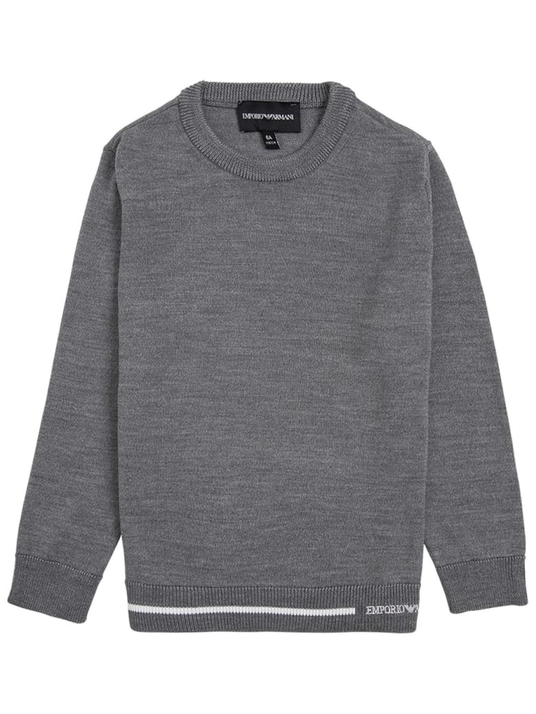 Emporio Armani Grey Sweater In Wool Blend - Grey
