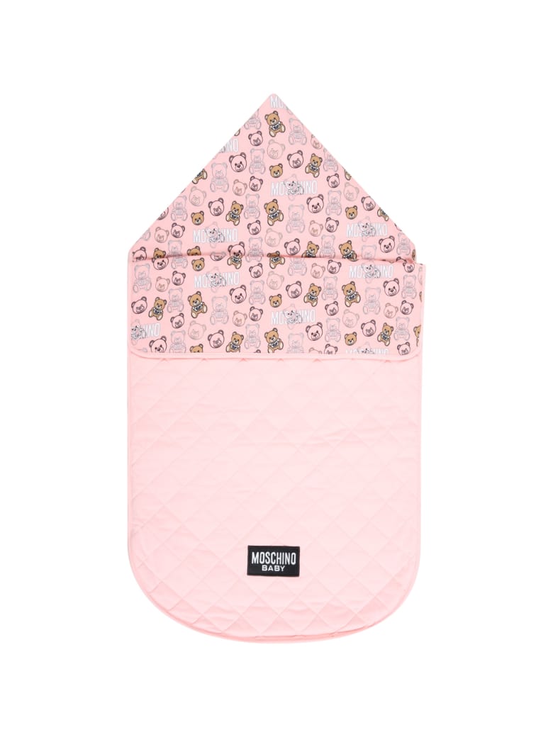 Moschino Pink Sleeping Bag For Baby Girl With Logo - Pink