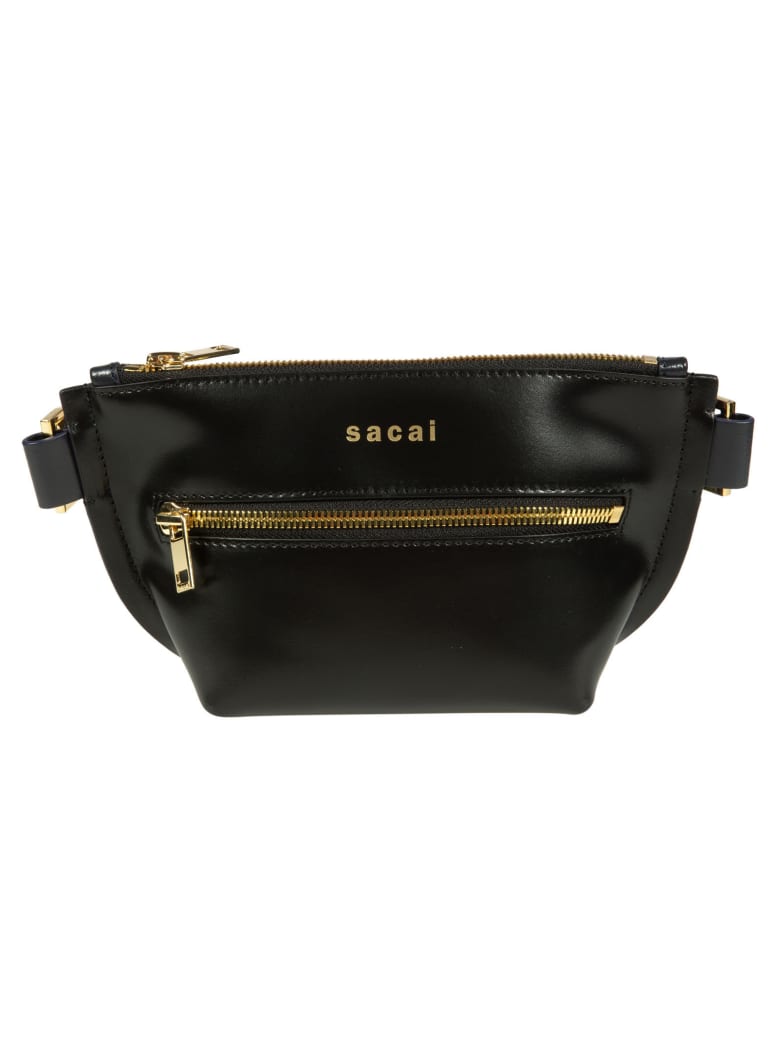 Sacai Top Zipped Logo Belt Bag - Black/Gold