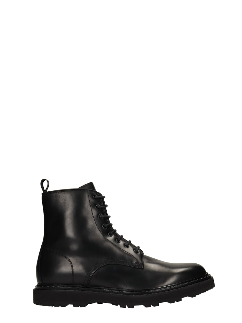 Officine Creative Lydon 004 Combat Boots In Black Leather - black