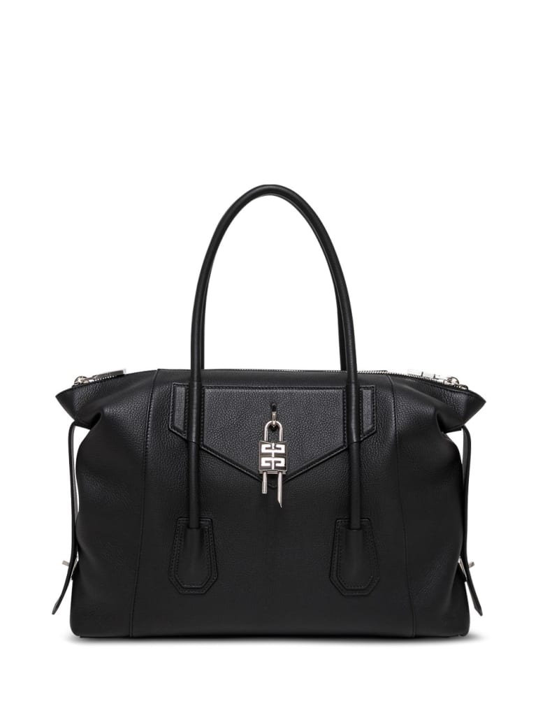 Givenchy Antigona Lock Handbag In Black Leather - Black