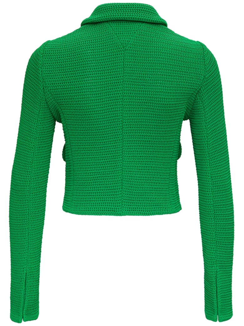 Bottega Veneta Racked Ribbed Green Knit Jacket | italist