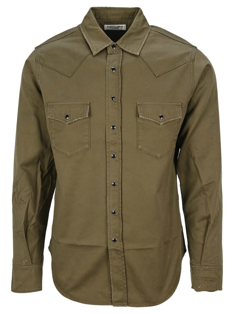 Saint Laurent Western Style Shirt - KHAKI GREEN