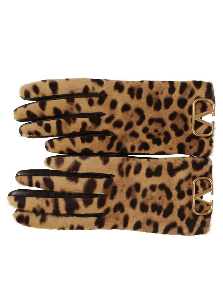 Valentino Garavani Gloves Vlogo - Maculato Bitter Chocolate