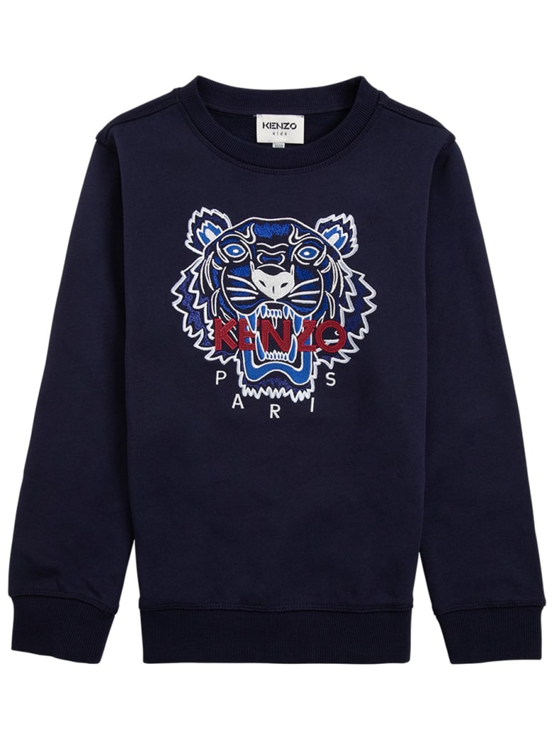 Kenzo Kids Blue Cotton Sweatshirt With Logo - Blu