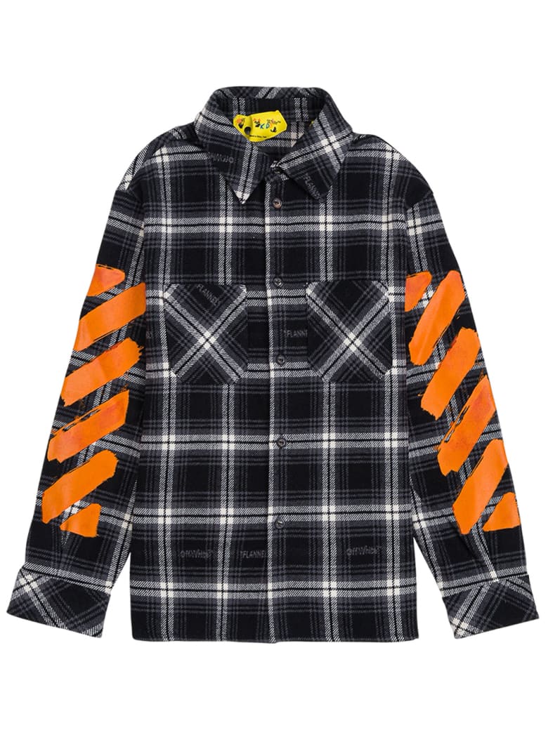 Off-White Diagonal Check Flannel Shirt - Black