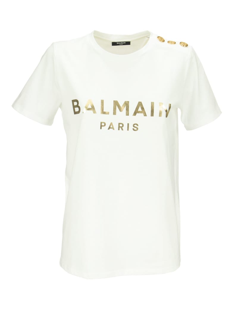 Balmain Logo-print Cotton T-shirt - Bianco