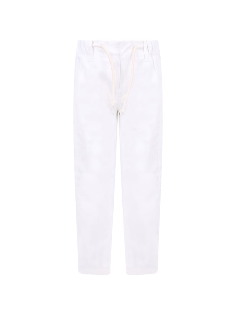 Dondup White Boy Pants With Iconic D - White