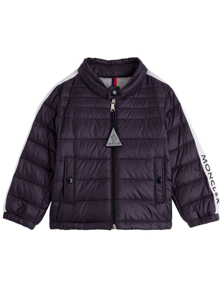 Moncler Alber Down Jacket In Blue Nylon - Blu