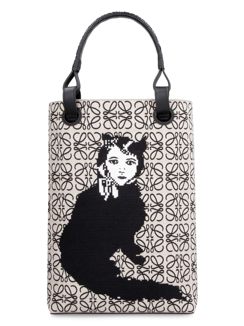 Loewe Canvas And Leather Tote Bag - Loewe X Joe Brainard - Beige