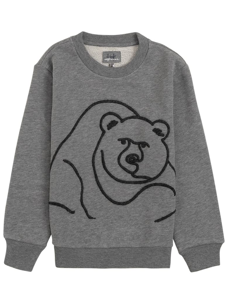 Il Gufo Grey Cotton Sweatshirt With Bear Print - Grey
