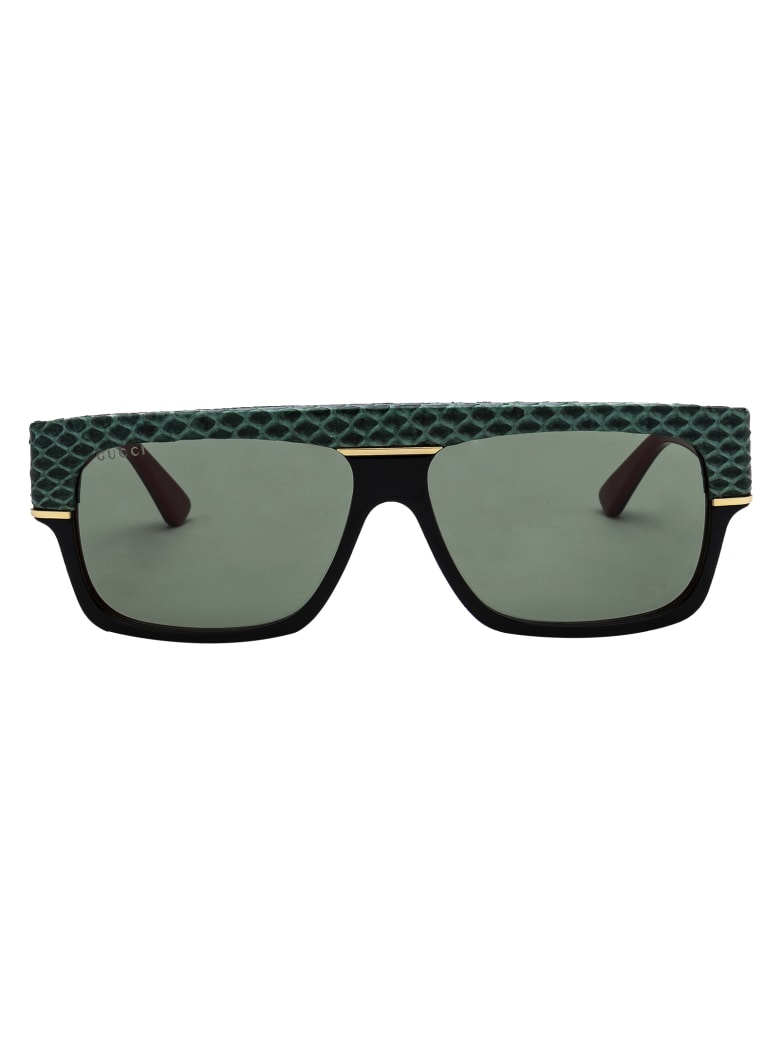Gucci Gg0483s Sunglasses - 003 BLACK BLACK GREEN