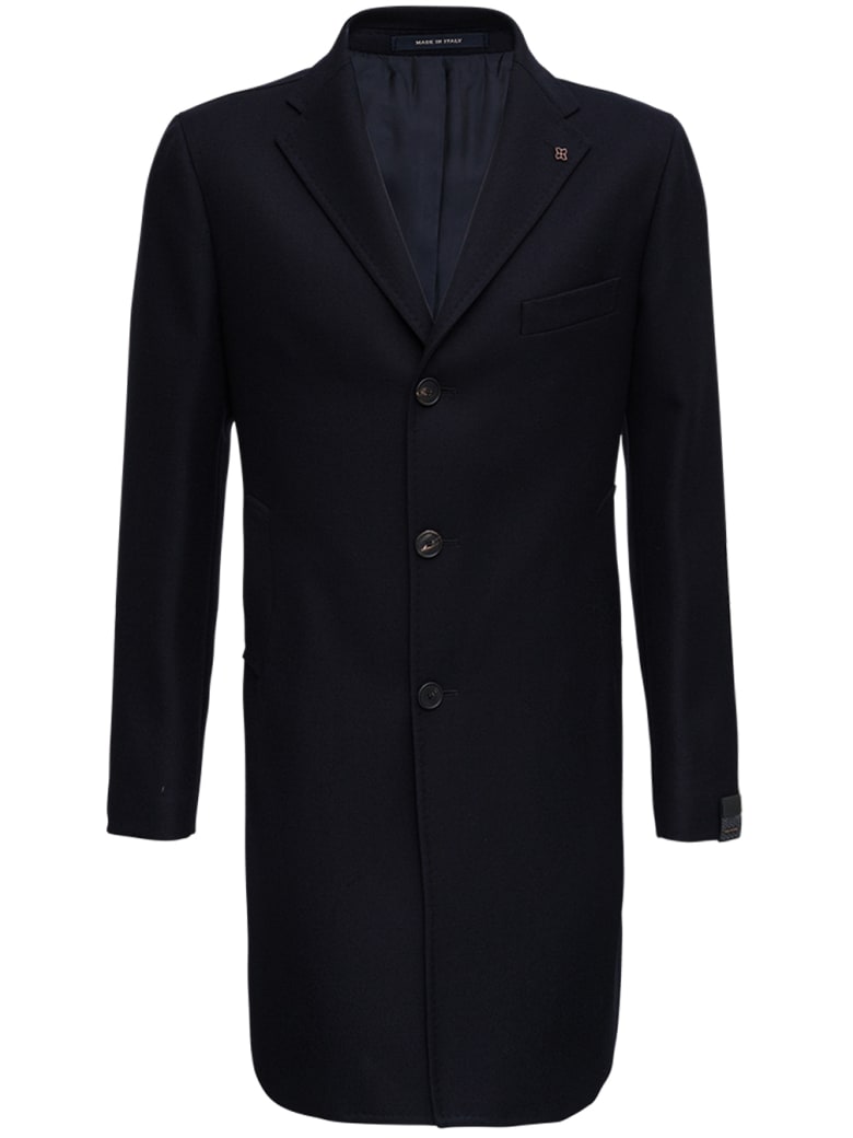 Tagliatore Basic Single-breasted Blue Wool Coat - Blu