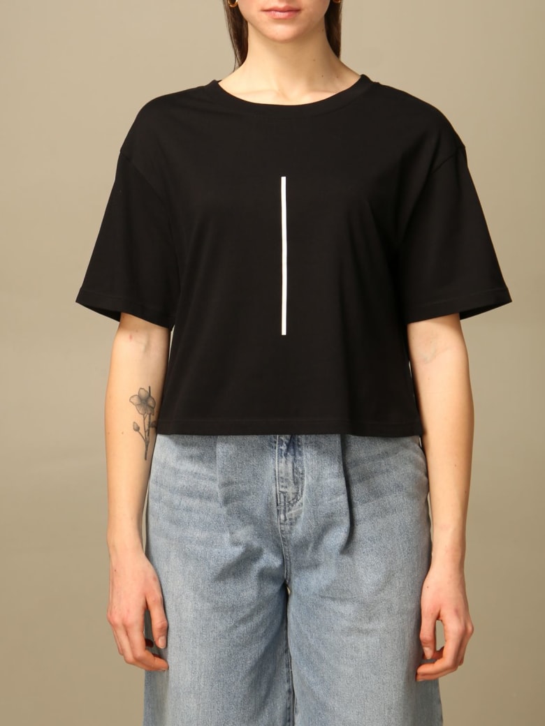 Armani Collezioni Armani Exchange T-shirt Armani Exchange Cropped Cotton T-shirt With Logo - Black