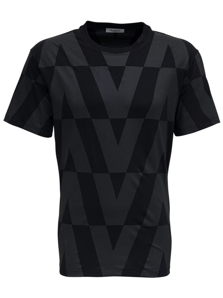 Valentino Macro Optical Black Jersey T-shirt - Black