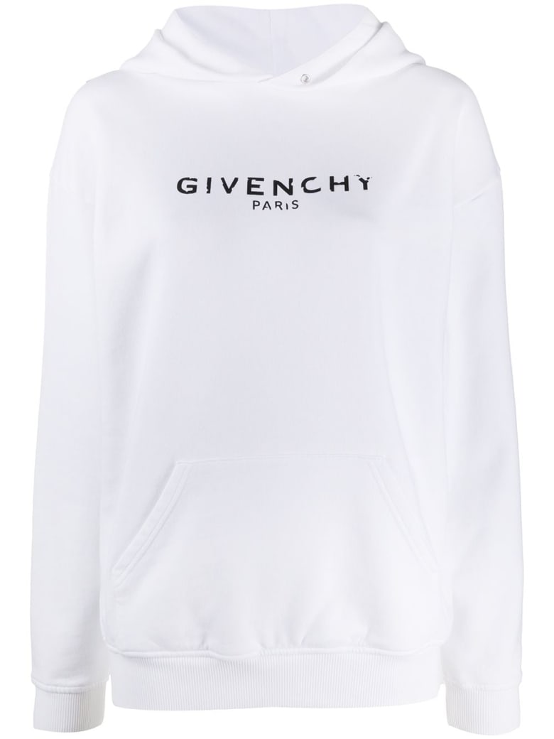 Givenchy Woman White Loose-fit Hoodie With Vintage Logo - White