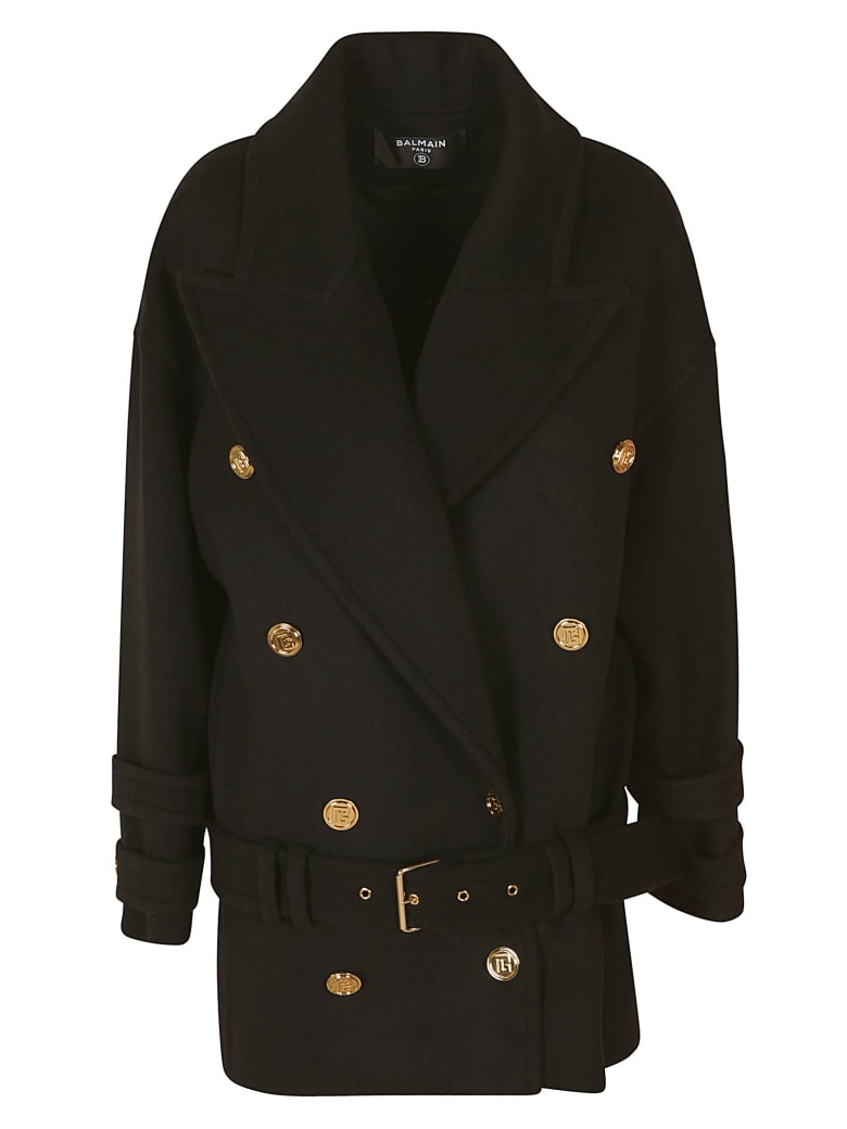 Balmain Oversized Double-breasted Coat - Black